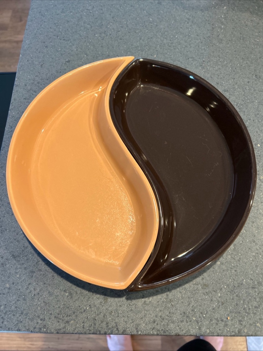 At Home America Earthware Entertaining Yin Yang Serving Dishes Tan &Brown